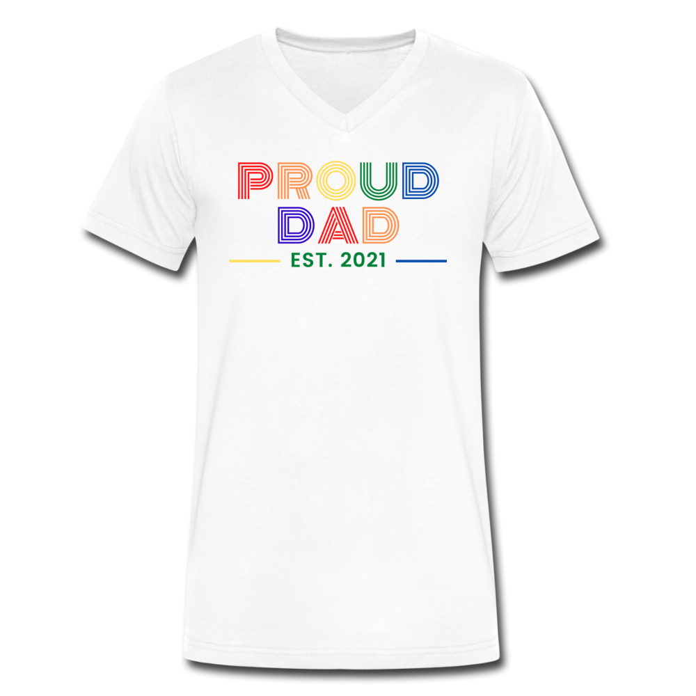 Proud Dad Men's V Neck Shirt - white