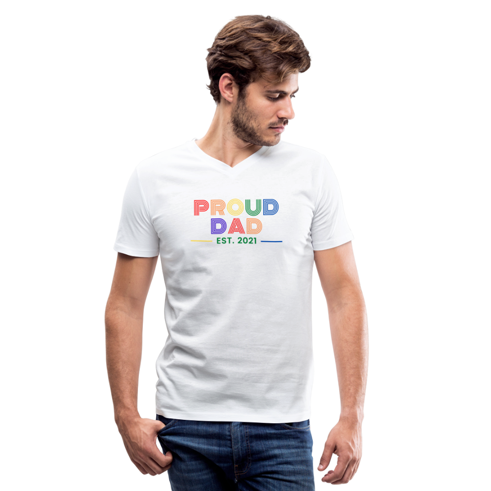 Proud Dad Men's V Neck Shirt - white