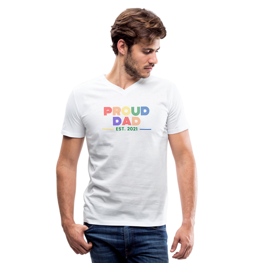 Proud Dad Men's V Neck Shirt - white