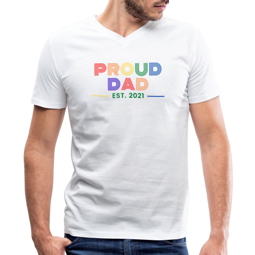 Proud Dad Men's V Neck Shirt - white