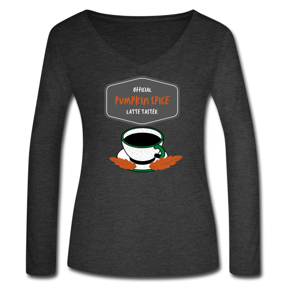 Pumpkin Spice Latte Taster Women’s Long Sleeve  V-Neck Flowy Tee - deep heather