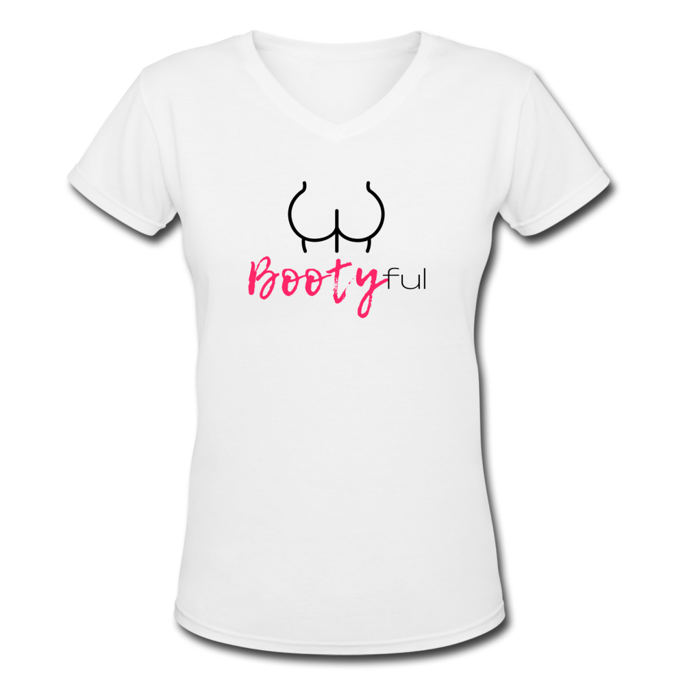 BootyFul Women's V-Neck T-Shirt - white