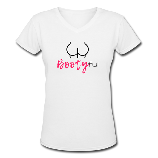 BootyFul Women's V-Neck T-Shirt - white