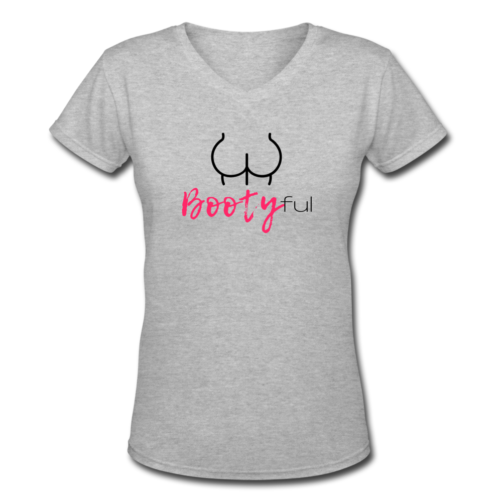 BootyFul Women's V-Neck T-Shirt - gray