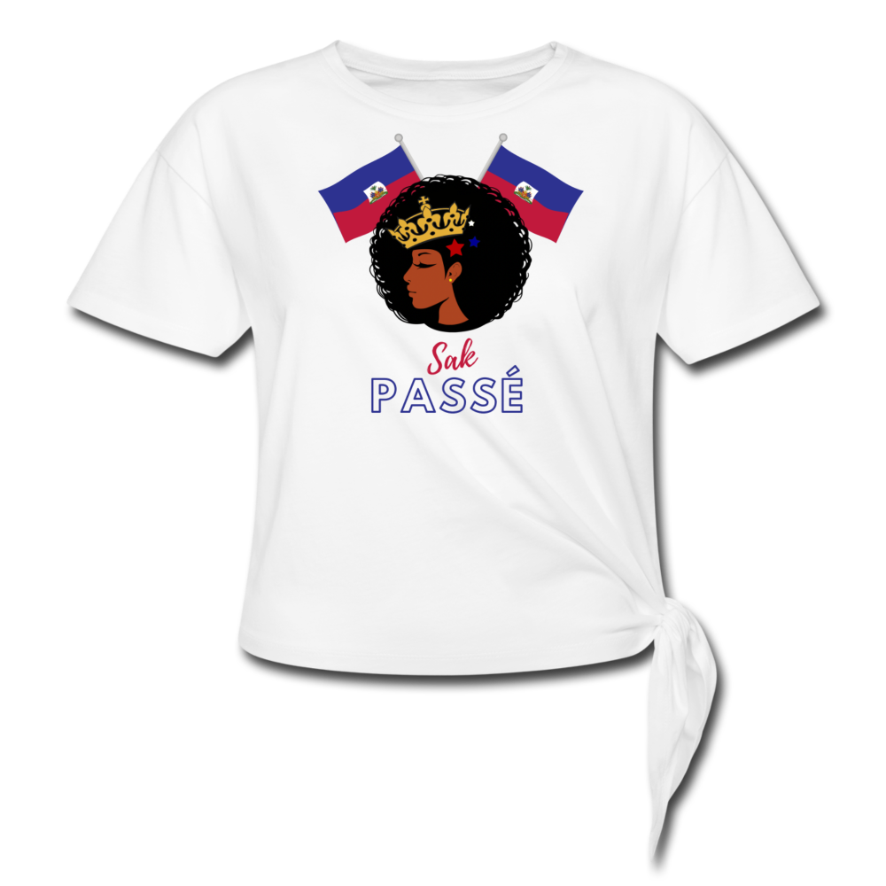 Haitian Queen Women's Knotted T-Shirt - white