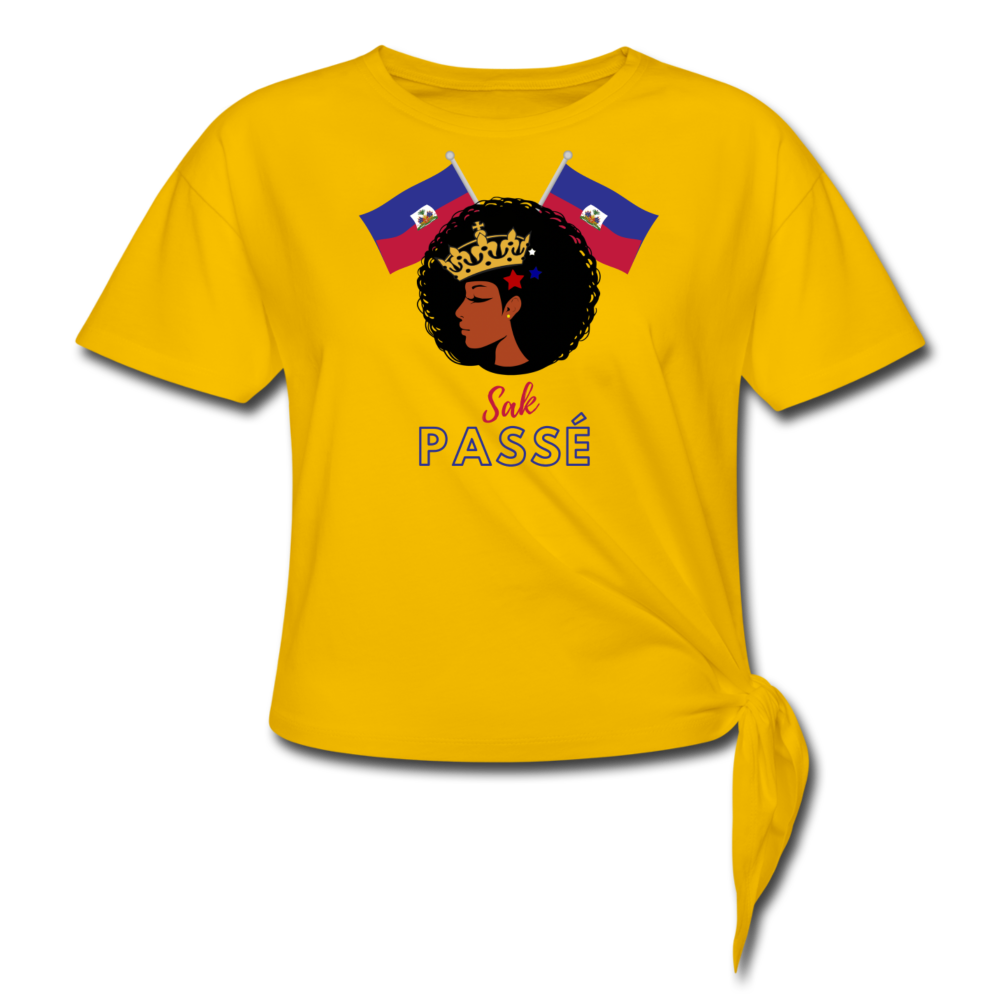 Haitian Queen Women's Knotted T-Shirt - sun yellow