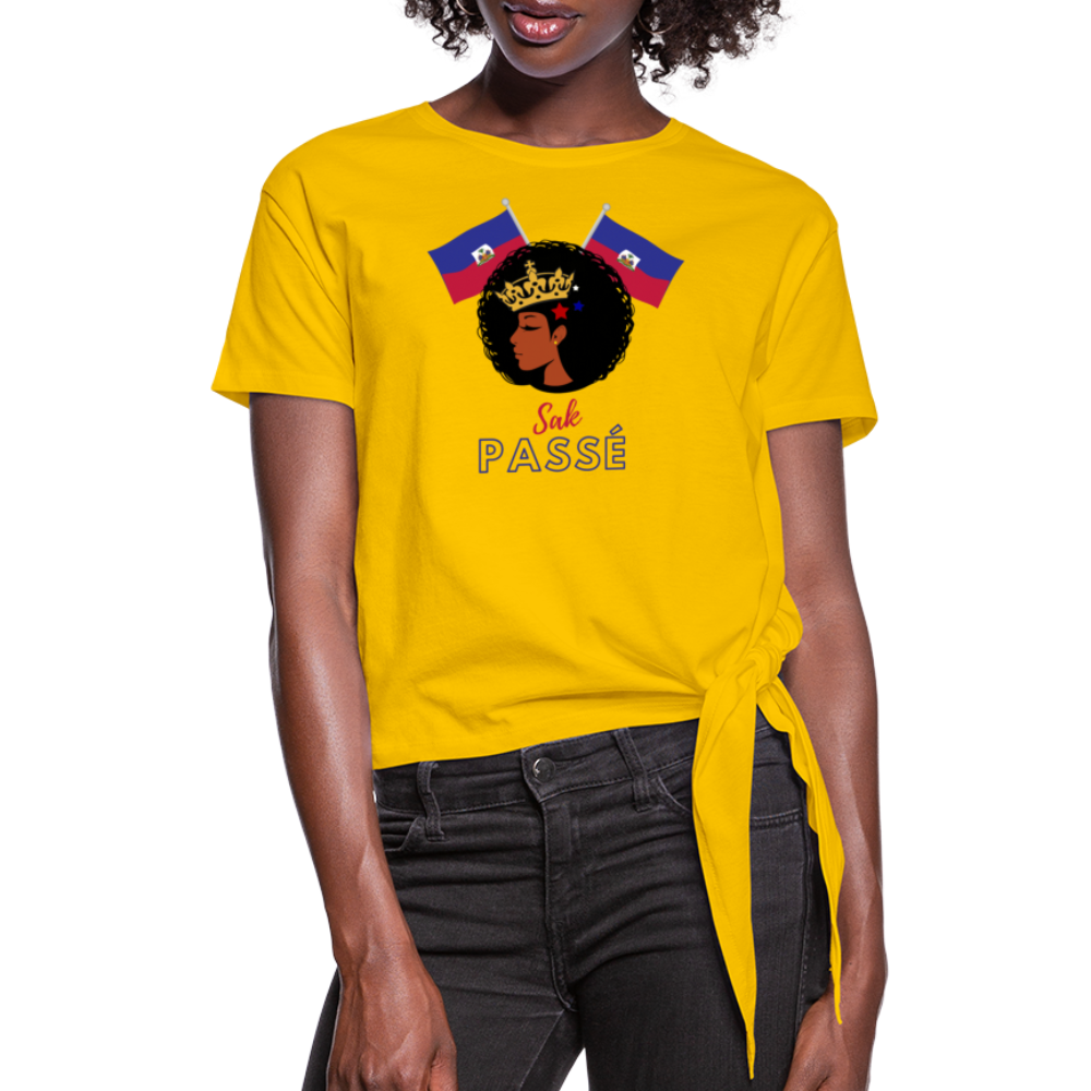 Haitian Queen Women's Knotted T-Shirt - sun yellow