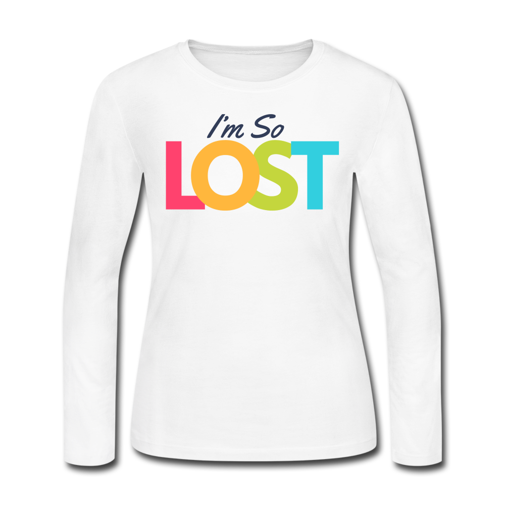 I'm So Lost Women's Long Sleeve Jersey T-Shirt - white