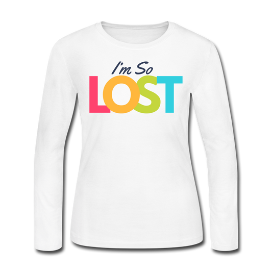 I'm So Lost Women's Long Sleeve Jersey T-Shirt - white