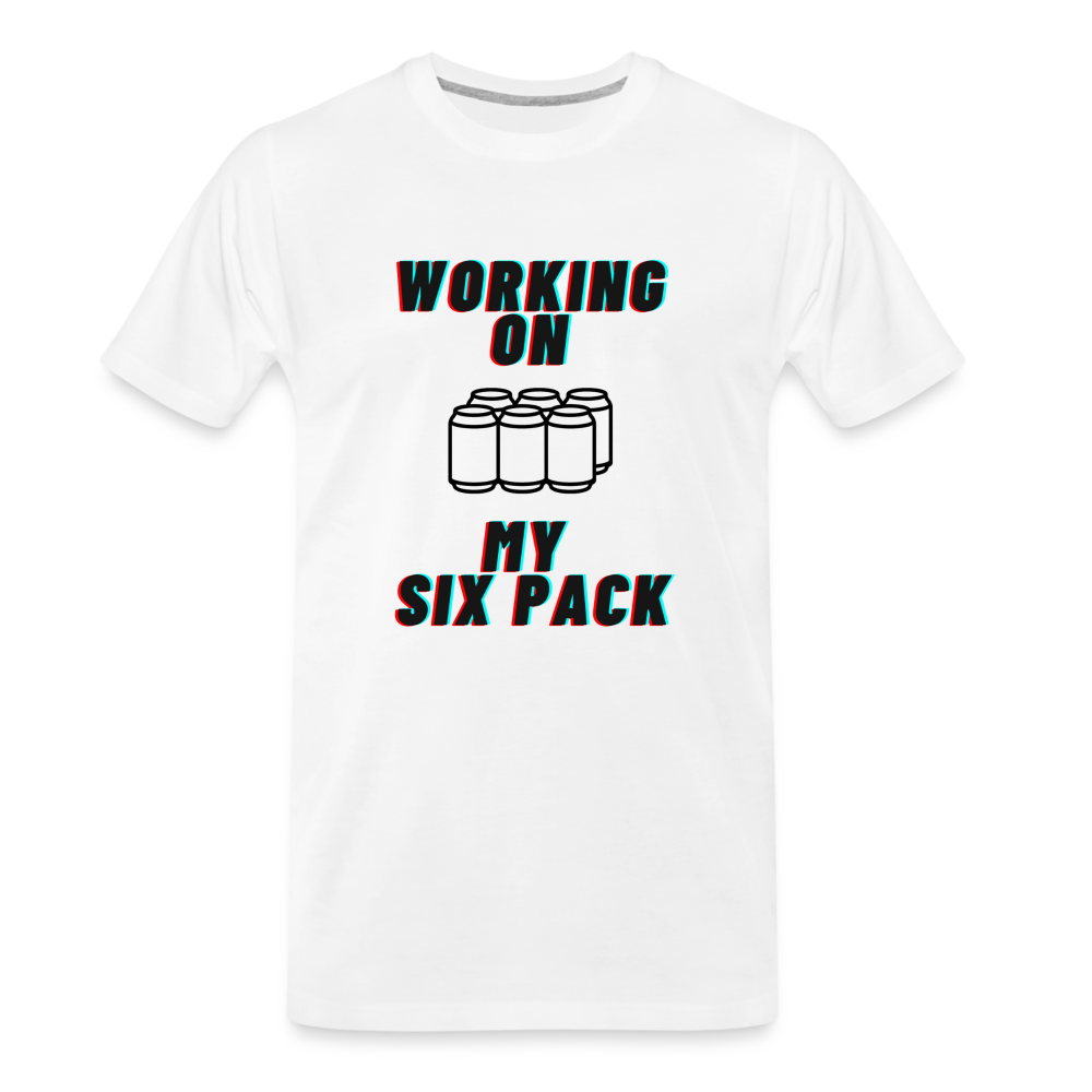 Working On My Six Pack Men's Premium T-Shirt - white