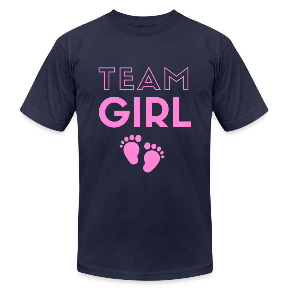 Team Girl Gender Reveal Unisex Jersey T-Shirt by Bella + Canvas - navy