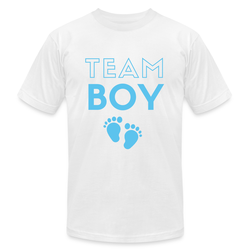 Team Boy Gender Reveal Unisex Jersey T-Shirt by Bella + Canvas - white