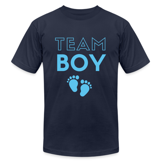 Team Boy Gender Reveal Unisex Jersey T-Shirt by Bella + Canvas - navy